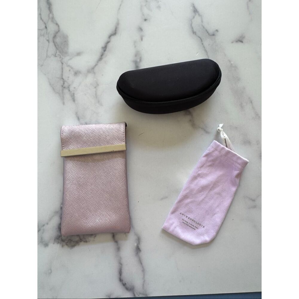 Bundle of 3 eyeglasses cases microfiber magnetic closure pink case Anthropologie